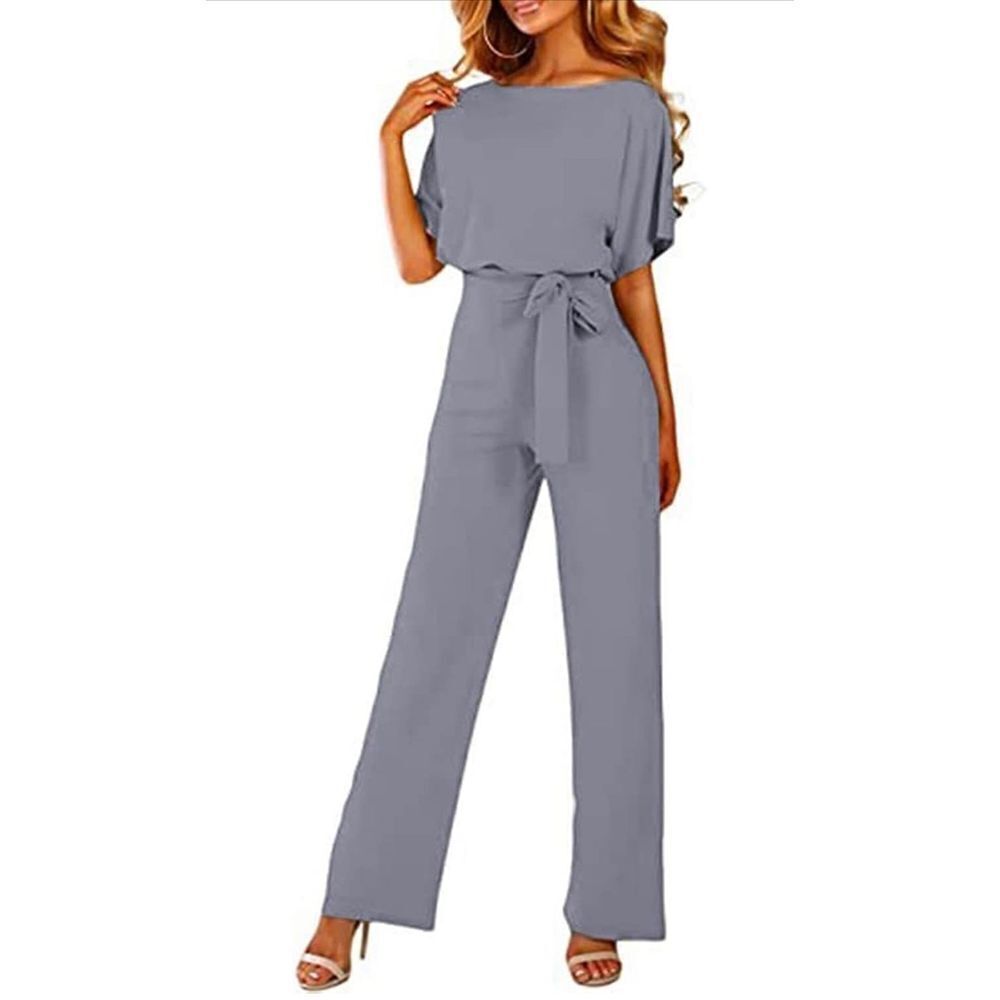 NEW Gray Jumpsuit Wide Leg Casual S NO BELT